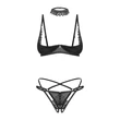 Nyitott melltartó és tanga szett nyakpánttal Donarella 3-pcs crotchless set XS/S