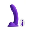 Távirányítós, ívelt szilikon dildó 15 cm - Colours Curve Vibrating 6" Dildo purple