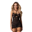 Fekete áttetsző pántos fehérnemű Arrowel chemise l/xl