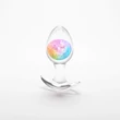 Közepes méretű szilikon plug szivárványszínű üveg gömbbel Cosmic Glams - medium - rainbow