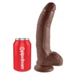 Letapasztható barna dildó herékkel 9" cock with balls brown 22,8 cm