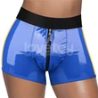 Vizes hatású, fényes alsó felcsatolható dildókhoz - Chic Strap-On shorts L/XL (101-109cm) Blue