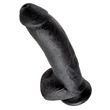 Letapasztható fekete dildó herékkel 9" cock with balls black 22,8 cm