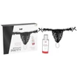 Szexi fekete bugyi és epres síkosító ajándék szett Red brazilian panty + slinding gel