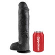 Letapasztható dildó herékkel 11" cock with balls black 28 cm