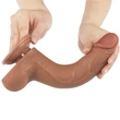 Két rétegű csúszóbőrös, herés barna dildó 20 cm - Sliding Skin Dual Layer Dong Brown 8.5
