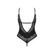 Nyitott ülepű fekete levélmintás Bellastia crotchless teddy m/l