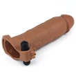 Vibrátoros péniszhosszabbító és -vastagító (+7,6 cm) Pleasure X-Tender Vibrating Penis Sleeve #6 Brown