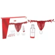 Szexi piros bugyi és epres síkosító ajándék szett Red brazilian panty + slinding gel