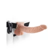 Felcsatoható üreges műpénisz 24 cm vibrating hollow strap-on with balls light black