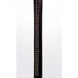 Póráz, fekete bőr fogantyú fém lánccal - Lamb leather handle with 2 rows of small rhinestones and metal chain