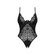 Nyitott ülepű fekete levélmintás Bellastia crotchless teddy m/l