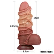 Vastag kétrétegű platinum szilikon dildó kötél mintával 24 cm - 9.5'' Dual layered Platinum Silicone Cock with Rope