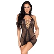 Hátul nyitott fekete miniruha Heart Halter Mini Dress