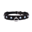 Kék köves bőr nyakörv Crystal Collar Light Blue