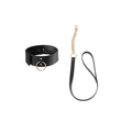 Vastag fekete műbőr nyakörv arany láncos pórázzal Maze wide choker with leash black