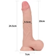 Tapadótalpas dildó 9.5 sliding skin dual layer dong whole testicle 24 cm