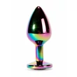 Többszínű köves kicsi anál plug - X-MEN Secret Shine Metal Butt Plug Rainbow S