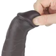 Forgófejes, kétrétegű letapasztható vibrátor távirányítóval 20 cm - 8'' Dual Layered Silicone Rotator Brown
