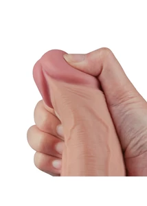 Realisztikus világos herés vibrátor 25 cm Real Softee rechargeable vibrating dildo