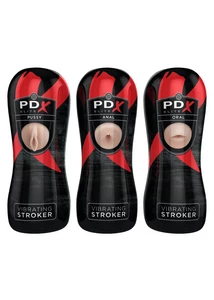 Bemutató készlet Pipedream extreme elite vibrating stroker display - 12 pcs light/black