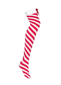 Piros-fehér csíkos, térd fölé érő zokni Kissmas stockings l/xl