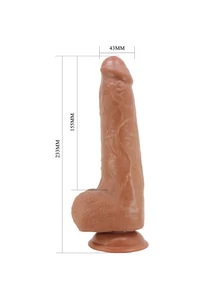 Letapasztható realisztikus herés dildó Pretty Love Draco Brown 23 cm