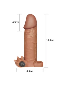 Péniszhosszabbító vibrátoros Pleasure x-tender vibrating penis sleeve #2 - brown
