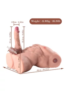 Férfi torzó, szexbaba levehető, realisztikus lökő vibrátorral, applikációval vezérelhető Fitter Masturbator