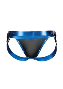Férfi alsó hátul nyitott Desire jockstrap Blueleatherette L