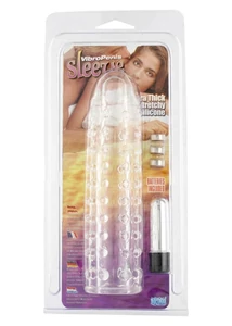 Áttetsztő vibrációs rücskös péniszköpeny Silicon Vibro Penis Sleeve