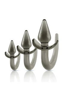Anál plug szett farokkal 3 db-os Black Axinite 3 In 1 Anal Plug Kit Set with Tail Design