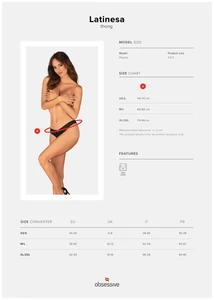 Nyitott fekete tanga Latinesa crotchless thong  m/l