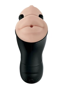 Vibrációs száj és vagina  maszturbátor Double Penetration Vibrating Stroker Light/Black