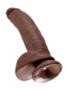Letapasztható barna dildó herékkel 9" cock with balls brown 22,8 cm