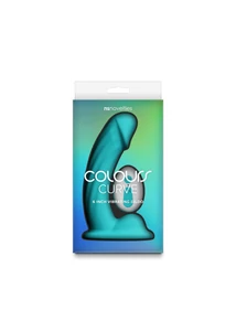 Távirányítós, ívelt szilikon dildó 15 cm - Colours Curve Vibrating 6" Dildo teal