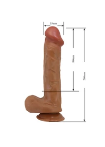 Realisztikus csúszóbőrös herés barna dildó Beautiful Bergrisi 26 cm