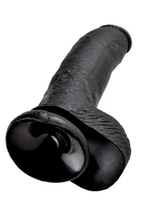 Letapasztható fekete dildó herékkel 9" cock with balls black 22,8 cm