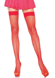 Vörös necc combfix Nylon Fishnet Stocking - RED - O/S - HOSIERY