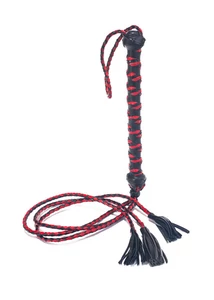 Három ágú bojtos végű korbács - fekete/piros Three Tail Tassel Flogger