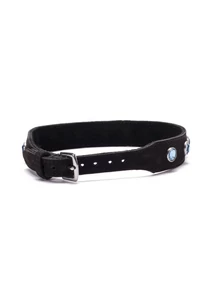 Kék köves bőr nyakörv Crystal Collar Light Blue