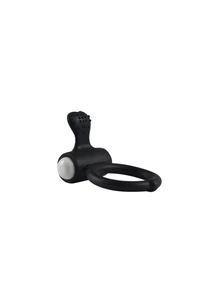 Vibrációs péniszgyűrű szív alakú csiklóizgatóval Power Clit Cockring Black