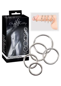 Fémgyűrű szett 5 különböző méretben Bad Kitty Set of 5 Metal Rings