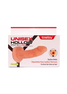 Üreges, merev felcsatolható erezett műpénisz Unisex Hollow Strap On 16,5 cm