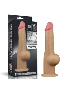 Realisztikus kétrétegű szilikon herés dildó markolattal 15 cm - 9.5'' Handle Cock