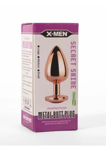 Fém anál plug nagy - X-men secret shine metal butt plug rose gold heart l
