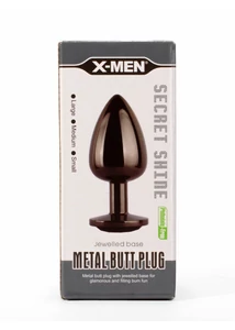 Fekete köves, fém análplug - X-men Secret Shine butt plug colour l