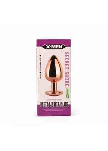 Fém anál plug közepes - X Men secret shine metal butt plug rose gold heart m