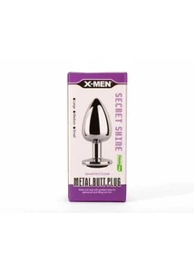 X-men fekete köves, fém anál plug közepes - secret shine metal butt plug black m