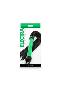 Műbőr korbács zöld fogóval Electra - Flogger - Green